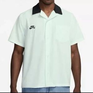 Nike Men's White Shirt with Black Collar